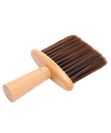 Large Barber Hair Cutting Brush with Wooden Handle Barber Face Brush for Face Neck Duster Hair Cutting Accessories (Brown)