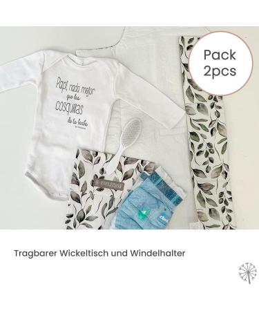 Mimuselina 2 Pack: Portable Water-Repellent Baby Changing Pad & Diaper Bag - Foldable Diaper Pad with Diaper Pocket for On-the-Go - Dirt-Repellent Botanic Design - Buy Online on SooperMarket.com