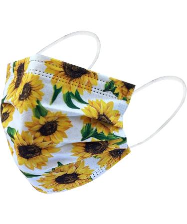 Everydayspecial Disposable Safety Mask 3 Layer Protection Face Mask for Adults 50 pcs + Necklace Holder (Sunflower Print) | 50 Count - Buy Online on SooperMarket.com