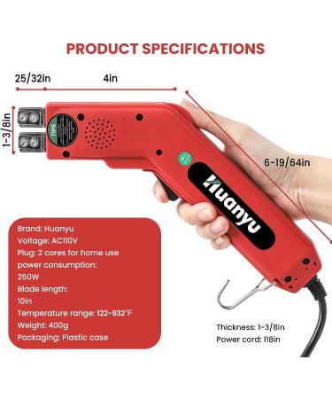 Huanyu 10in Hot Cutter Knife 250W - Foam Cutting Tool up to 932 F - Continuous Working for Sculpture, Sponge, Rope - DIY Styrofoam Carving - Buy Online on SooperMarket.com