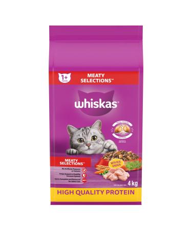 WHISKAS Meaty Selections Dry Cat Food With Real Chicken 4kg bag