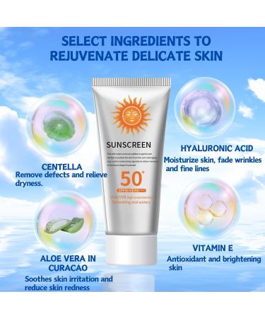 Trendyfave Sun Cream Sunscreen Spf 50 Facial Sunscreen For Men & Women UVA & UVB High Protection Waterproof Sweat-Resistant Face Care Anti Redness Cream For Face With Centella & Aloe Vera - Buy Online on SooperMarket.com