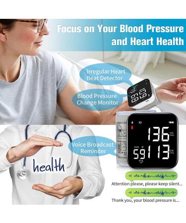 Wrist Blood Pressure Monitor - Digital BP Cuff, Automatic Machine, 90X2 Reading Memory, Large Tri-Backlit Screen, Rechargeable, Pulse Rate Monitoring, for Home Use - Black - Buy Online on SooperMarket.com