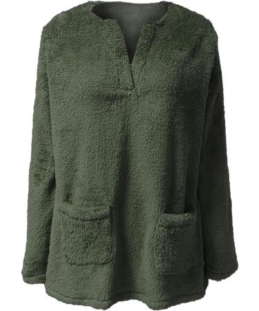 AMhomely Women's Plus Size Teddy Fleece Hoodie with Pocket - Army Green 3XL - Buy Online on SooperMarket.com