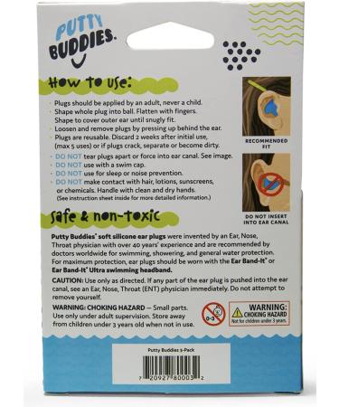 Putty Buddies Original Swimming Earplugs - 3-Pair Pack in Purple/Teal/Magenta - Soft, Comfortable Ear Plugs for Kids - Water Block Technology - Buy Online on SooperMarket.com