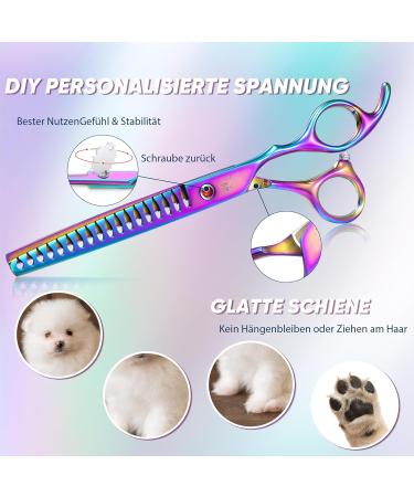 DRGSKL Chunker Scissors for Dogs - Professional Thin Blender Scissors for Medium & Large Pets - Japanese Stainless Steel 440C - Rainbow Finish - Buy Online on SooperMarket.com