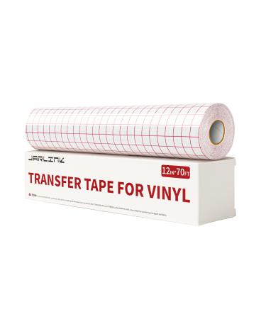 JARLINK Vinyl Transfer Tape  12'' x 70 Feet Transfer Tape Roll with Red Alignment Grid for Self Adhesive Vinyl  Clear Medium Tack Tape for Windows  Walls  Stickers  Decals red 12'' x 70