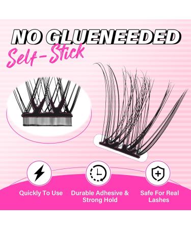 PRO Self Adhesive Eyelashes Kit - 120pcs Lash Clusters & Essentials | Easy Home Application | Lash Fixative Remover & Applicator Included - Begonia D-10-18mix - Buy Online on SooperMarket.com
