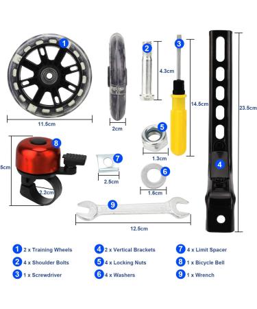 Buy PWSAP Bicycle Support Wheels - Adjustable Stabilizers for 12-20 Inch Kids' Bikes - Black Training Wheels for Safe Riding - Buy Online on SooperMarket.com