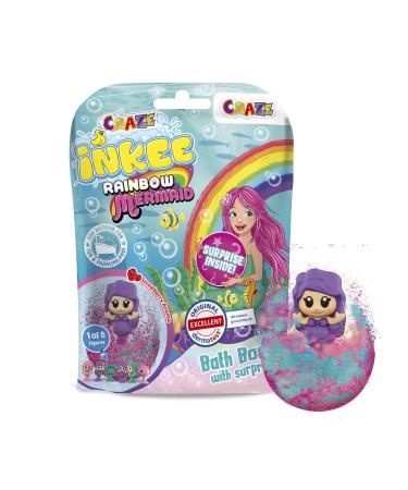 Inkee Surprise Mermaid |Magic fragrance bathing ball with mermaid suction cup figures children bombs with a surprise with strawberry fragrance 1 piece (1 Pack)