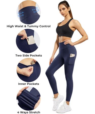 STYLEWORD Navy High Waist Yoga Pants with Pockets - Size Large - Buy Online on SooperMarket.com