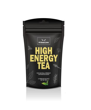 PrimeCove - High Energy Tea | Boosts Energy Improves Metabolism Reduces Bloating | Caffeinated | 14 Sachets | Black Tea Peppermint Ginger Thyme & Rosemary