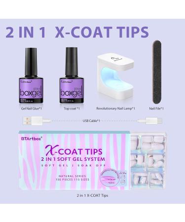 Buy btartboxnails Gel Nail Tips & Glue Kit - Pre Colored Milky White Soft Gel Tips for Perfect Nail Extensions | XS Short Square Design - Buy Online on SooperMarket.com