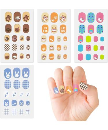 JSRQT 12 Sheets Colorful Nail Stickers Cute Cartoon Full Wrap Nail Art Stickers Decals Kids Girls Self Adhesive Nail Polish Stickers with Nail File Nail Stickers Strip with Rainbow Heart Unicorn - Buy Online on SooperMarket.com