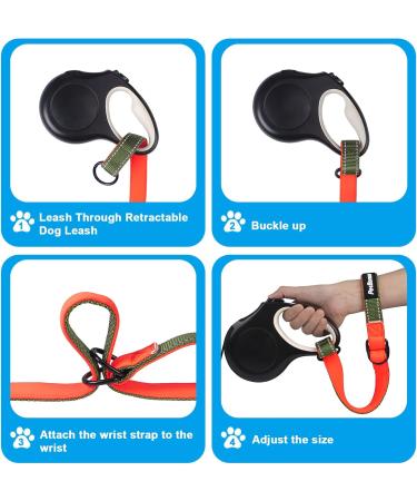 Petbonus Short Dog Leash - Adjustable Safety Bracelet with Reflective Seams & Soft Padded Handle for Roller Leashes - Khaki Green - Extra Safety for Strollers - Buy Online on SooperMarket.com
