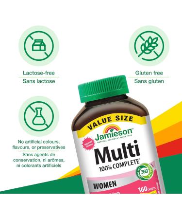 Jamieson 100% Complete Multivitamin for Adult Women Value Size with Calcium Cranberry & Biotin 160 count (Pack of 1) - Buy Online on SooperMarket.com