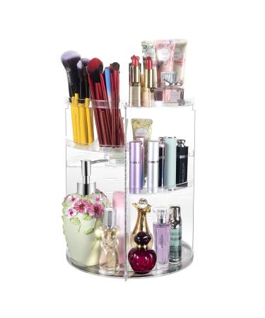 360 Rotating Makeup Organizer, Spinning Bathroom Organizer Countertop, Cosmetic Organizer Makeup Holder Shelf, Make Up Organizers and Storage for Bedroom, Transparent