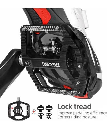 Black MZYRH MTB Mountain Bike Pedals with Cleats - Dual Function SPD Compatible, Sealed Clipless Aluminum, 3 Bearings - 9/16 Platform - Buy Online on SooperMarket.com