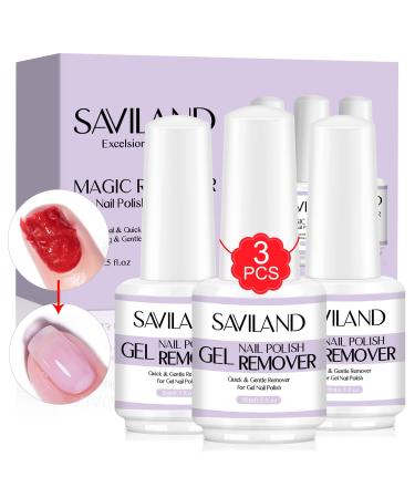 Saviland (3 PACK) Gel Nail Polish Remover Professional Gel Nail Polish Remover Within 3-6 Minutes - Quick & Easy - No Need For Foil Soaking Or Wrapping