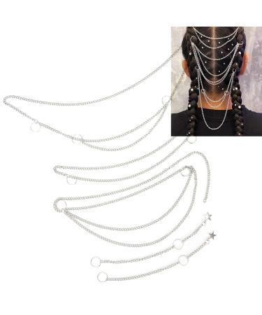 5PCS Hip Hop Punk Style Hair Braid Chain Hair Jewelry Chain Rings Ponytail Hair Accessories Dreadlock Hair Braid Hair Decoration Clips for Women