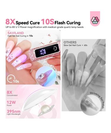 SAVILAND Glitter UV Light for Gel Nails - 2024 12W Handheld UV Nail Lamp with LCD Screen 8X-Faster Cure Touch Screen & Cordless | Perfect for Home & Salon Use - Buy Online on SooperMarket.com