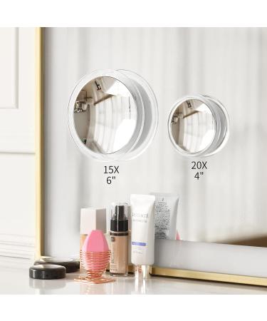 6-Inch Snowflakes Travel Magnifying Mirror with 15x Magnification and Suction Cups for Easy Makeup Application and Precision Grooming - Buy Online on SooperMarket.com
