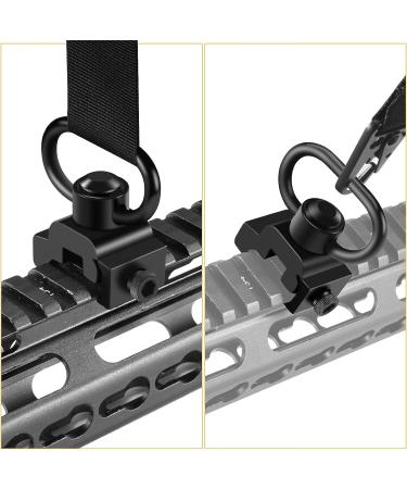 LONSEL 360 Rotation Picatinny Sling Swivel Mounts 2 Pack - Black | 1.25 Push Button QD | 2 Point & Traditional Sling Rail Mount - Buy Online on SooperMarket.com