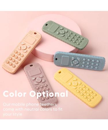 Socub Silicone Baby Teething Toy 2 Pcs Mobile Phone Shape Teether Set for Babies 3-12 Months - BPA Free Pain Relief Chew Toy (Blush/Dusty Lilac) - Buy Online on SooperMarket.com
