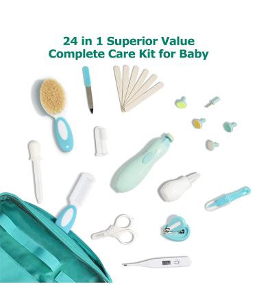 Baby Healthcare and Grooming Kit | 24-in-1 Electric Nail Trimmer Set | Nursery Care Kit | Toddler Nail Clippers | Medicine Dispenser | Infant Comb & Brush | Green 24 Piece Set - Buy Online on SooperMarket.com