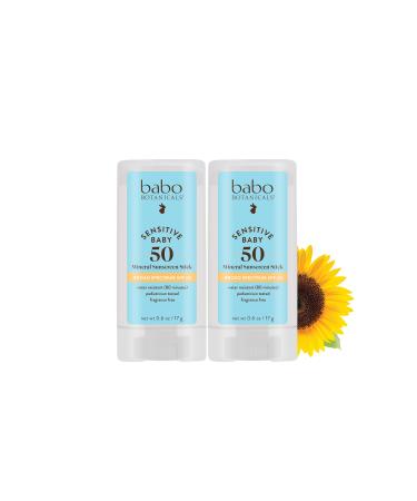 Babo Botanicals Baby Face Mineral Sunscreen Stick SPF 50 Fragrance-Free Unscented 2 Count