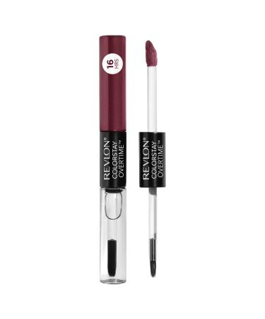 Liquid Lipstick with Clear Lip Gloss by Revlon  ColorStay Face Makeup  Overtime Lipcolor  Dual Ended with Vitamin E in Plum / Berry  Relentless Raisin (270)  0.07 oz 270 Relentless Raisin 0.07 Fl Oz (Pack of 1)