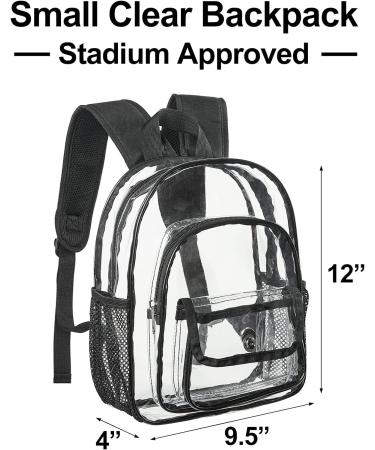 Small Clear Backpack Stadium Approved Heavy Duty Clear Mini Backpack Transparent Book bag for Concert Work Sport Games Festival - Buy Online on SooperMarket.com