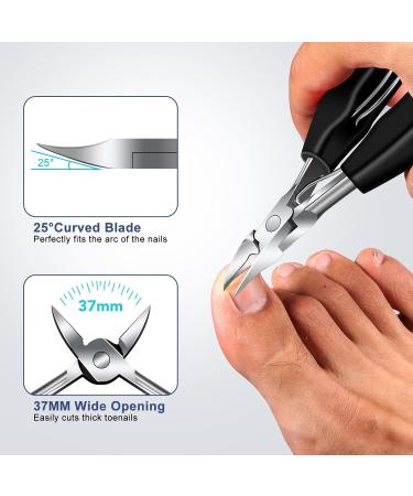 Senior Toenail Clippers Set for Thick Nails - Featuring Ingrown Toenail Tool, Wide Opening Clipper, Rotary Fingernail Clipper, Leather Case & File - Black - Buy Online on SooperMarket.com