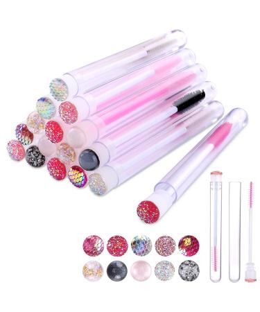 Dming 10pcs Eyelash brush Lash Wand Makeup tool Eyelash Extension supplies Cleaning brush Diamond Mascara mix color 10 Count (Pack of 1) mix
