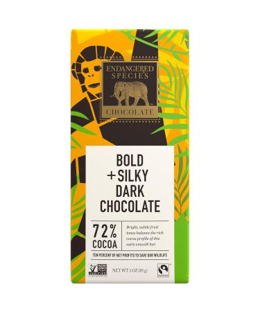 Endangered Species Chocolate Bold + Silky Dark Chocolate 72% Cocoa 3 oz (85 g)