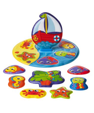 Playgro bathing puzzle 9-part with colorful animal motifs from 6 months BPA-free size: 25 x 25 cm Floaty Boat Bath Puzzle colorful 40172