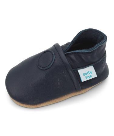 Dotty Fish Soft Leather Baby Shoes. Toddler Shoes for Boys. Non-Slip Suede Soles. 0-6 Months - 4-5 Years 6-12 Months Smart Navy