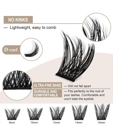 B&Q Eyelash Extension Kit B05 - 72Pcs Individual Lashes DIY Cluster Lash Kit with Tweezers and Bond/Remover - D-8-16 MIX - Buy Online on SooperMarket.com