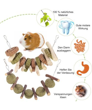 Fantesi 2-Piece Rabbit Toys Set - Kieletzeiten & Kachtiele with Apple Wood Chew Timothy Hay Sticks & Carrot Cake | Ideal Dental Care for Bunnies Hamsters Mice & Chinchillas - International Shipping Available - Buy Online on SooperMarket.com