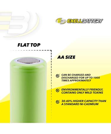 Buy Exell AA 1.2V Rechargeable NiMH Flat Top Batteries 2200mAh - Eco-Friendly Pack of 10 for International Shipping - Buy Online on SooperMarket.com
