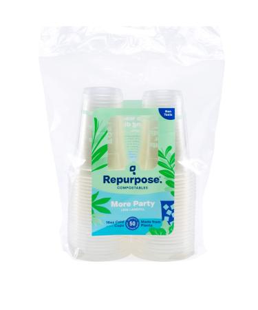 Repurpose 100% Compostable Plant-Based Clear Cold Cup | 16 Ounce Party Cups | 50 Cups 50 Count (Pack of 1)