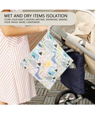 CQQNIU 2 Pcs Baby Waterproof Diaper Organizer - Reusable Wet Bag for Swimwear & Day Care - Dinosaurs Letters Design - Buy Online on SooperMarket.com