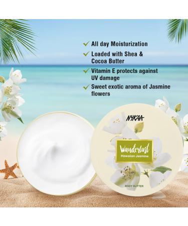 Nykaa Naturals Wanderlust Body Butter - Hawaiian Jasmine - Vegan Cruelty-Free - Enriched with Shea Cocoa Butter & Almond Oil - 6.7 oz - International Shipping Available - Buy Online on SooperMarket.com