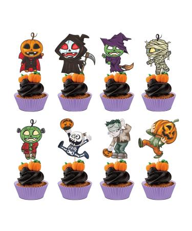 Halloween Cake Toppers Picks Set Halloween Topper - Pumpkin Cake Topper Pumpkin Cupcake Picks Fall Theme Cupcake Decorations for Baking Cups Ewoke