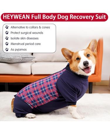 Heywean Hundebody for After Surgery - Long-Sleeved Dog Relaxation Suit Zipper Design XL Red Checked - Ideal for Post-Op Recovery for Dogs - Buy Online on SooperMarket.com
