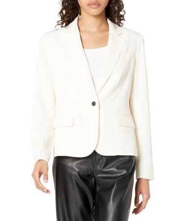 Anne Klein Women's Collection Crepe One Btn Notch Collar Ja Business Casual Blazer 12 Marshmallow