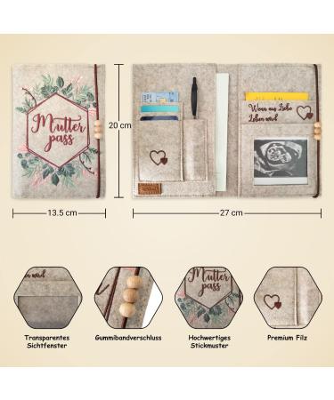 LittleOah Premium Beige Mutterpass Cover | Felt Fabric Pregnancy Organizer | Perfect Gift for Pregnant Women | Mamapass Ultrasound Protective Cover & Document Bag - Buy Online on SooperMarket.com