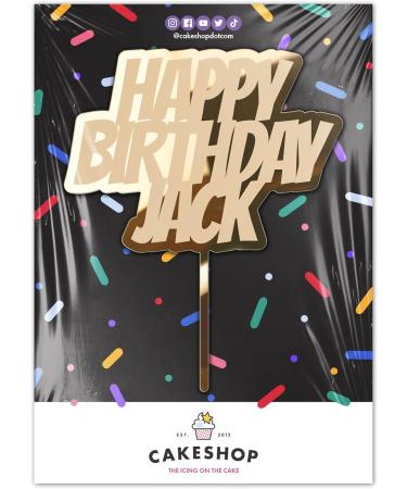 Cakeshop Cake Decoration Pack | Happy Birthday Premium 3mm Mirror Acrylic Plastic Cake Topper Sign & 25g Party Pack of Cake Sugar Sprinkles | Custom Name Cake Decorations (Gold) Non-Prime Mirror Acrylic: Gold - Buy Online on SooperMarket.com
