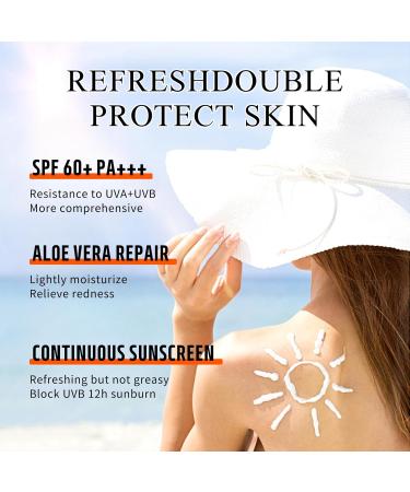 Sunscreen SPF 60+ Aloe Vera Sun Cream Repair Lotion Suncream Sun Face Protection Against UVA UVB Water + Sweat Resistant Fast Film Formation No Stuffiness for All Skin Types 40g - Buy Online on SooperMarket.com