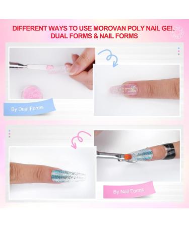 Morovan Poly Gel Nail Kit with UV Lamp - Clear Poly Nail Gel Kit with Glitter | 20 Nail Art Tools Included - Buy Online on SooperMarket.com